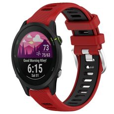 Per Garmin Forerunner 255S 18mm Cinturino sportivo in silicone con fibbia in acciaio bicolore (rosso + nero)