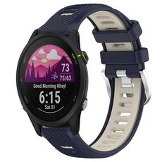Per Garmin Forerunner 255S 18mm cinturino sportivo in silicone con fibbia in acciaio bicolore (blu notte + luce stellare)
