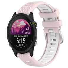 Per Garmin Forerunner 255S Music 18mm Cinturino sportivo in silicone con fibbia in acciaio bicolore (rosa + bianco)