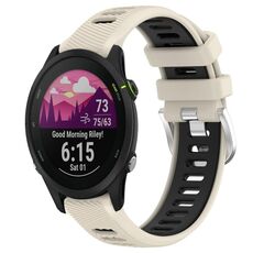 Per Garmin Forerunner 255S Music 18mm Cinturino sportivo in silicone con fibbia in acciaio bicolore (Starlight + nero)