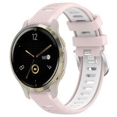Per Garmin Venu 2S 18mm Cinturino sportivo in silicone con fibbia in acciaio bicolore (rosa + bianco)
