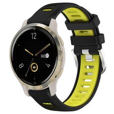 Per Garmin Venu 2S 18mm Cinturino sportivo in silicone con fibbia in acciaio bicolore (nero + verde lime)