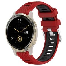 Per Garmin Venu 2S 18mm Cinturino sportivo in silicone con fibbia in acciaio bicolore (rosso + nero)