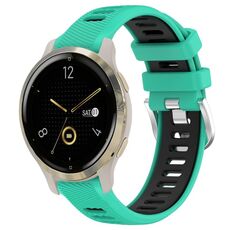 Per Garmin Venu 2S 18mm cinturino sportivo in silicone con fibbia in acciaio bicolore (blu lago + nero)