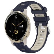 Per Garmin Venu 2S 18mm cinturino sportivo in silicone con fibbia in acciaio bicolore (blu notte + luce stellare)