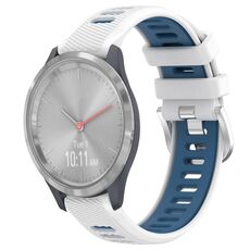 Per Garmin Vivomove 3S 18mm Cinturino sportivo in silicone con fibbia in acciaio bicolore (bianco + blu)