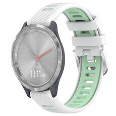 Per Garmin Vivomove 3S 18mm Cinturino sportivo in silicone con fibbia in acciaio bicolore (bianco + verde acqua)