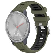 Per Garmin Vivomove 3S 18mm Cinturino sportivo in silicone con fibbia in acciaio bicolore (verde militare + nero)