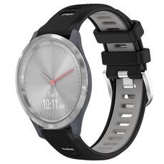 Per Garmin Vivomove 3S 18mm Cinturino sportivo in silicone con fibbia in acciaio bicolore (nero + grigio)
