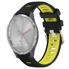 Per Garmin Vivomove 3S 18mm Cinturino sportivo in silicone con fibbia in acciaio bicolore (nero + verde lime)
