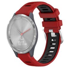 Per Garmin Vivomove 3S 18mm Cinturino sportivo in silicone con fibbia in acciaio bicolore (rosso + nero)