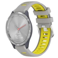 Per Garmin Vivomove 3S 18mm Cinturino sportivo in silicone con fibbia in acciaio bicolore (grigio + giallo)