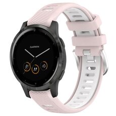 Per Garmin Vivoactive 4S 18mm Cinturino sportivo in silicone con fibbia in acciaio bicolore (rosa + bianco)