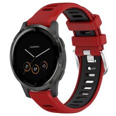 Per Garmin Vivoactive 4S 18mm Cinturino sportivo in silicone con fibbia in acciaio bicolore (rosso + nero)