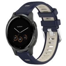 Per Garmin Vivoactive 4S 18mm Cinturino sportivo in silicone con fibbia in acciaio bicolore (blu notte + luce stellare)