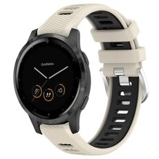 Per Garmin Vivoactive 4S 18mm Cinturino sportivo in silicone con fibbia in acciaio bicolore (Starlight + nero)