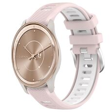 Per Garmin move Trend 20mm Cinturino sportivo in silicone con fibbia in acciaio bicolore (rosa + bianco)