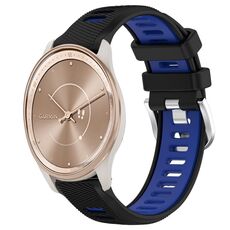 Per Garmin move Trend 20mm Cinturino sportivo in silicone con fibbia in acciaio bicolore (nero + blu)