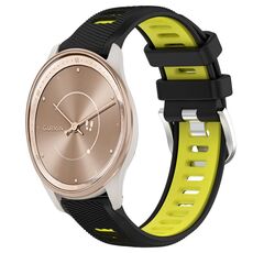 Per Garmin move Trend 20mm Cinturino sportivo in silicone con fibbia in acciaio bicolore (nero + verde lime)