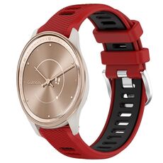 Per Garmin move Trend 20mm Cinturino sportivo in silicone con fibbia in acciaio bicolore (rosso + nero)