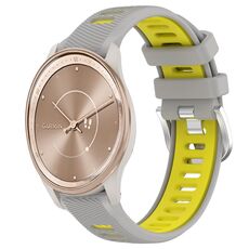 Per Garmin move Trend 20mm Cinturino sportivo in silicone con fibbia in acciaio bicolore (grigio + giallo)