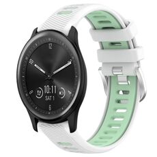 Per Garmin Vivomove Sport 20mm Cinturino sportivo in silicone con fibbia in acciaio bicolore (bianco + verde acqua)