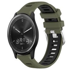 Per Garmin Vivomove Sport 20mm Cinturino sportivo in silicone con fibbia in acciaio bicolore (verde militare + nero)