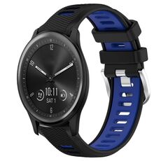Per Garmin Vivomove Sport 20mm Cinturino sportivo in silicone con fibbia in acciaio bicolore (nero + blu)