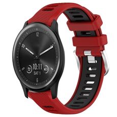 Per Garmin Vivomove Sport 20mm Cinturino sportivo in silicone con fibbia in acciaio bicolore (rosso + nero)