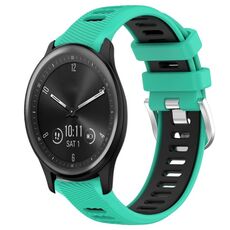 Per Garmin Vivomove Sport 20mm Cinturino sportivo in silicone con fibbia in acciaio bicolore (lago blu + nero)