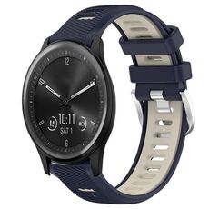 Per Garmin Vivomove Sport 20mm Cinturino sportivo in silicone con fibbia in acciaio bicolore (blu notte + luce stellare)