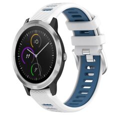 Per Garmin Vivoactive3 20mm Cinturino sportivo in silicone con fibbia in acciaio bicolore (bianco + blu)