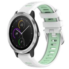 Per Garmin Vivoactive3 20mm Cinturino sportivo in silicone con fibbia in acciaio bicolore (bianco + verde acqua)
