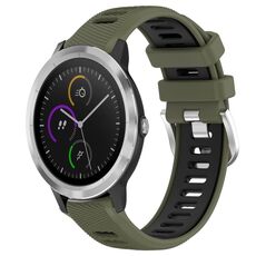 Per Garmin Vivoactive3 20mm Cinturino sportivo in silicone con fibbia in acciaio bicolore (verde militare + nero)