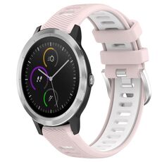 Per Garmin Vivoactive3 20mm Cinturino sportivo in silicone con fibbia in acciaio bicolore (rosa + bianco)