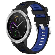 Per Garmin Vivoactive3 20mm Cinturino sportivo in silicone con fibbia in acciaio bicolore (nero + blu)