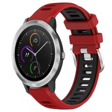 Per Garmin Vivoactive3 20mm Cinturino sportivo in silicone con fibbia in acciaio bicolore (rosso + nero)