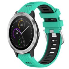 Per Garmin Vivoactive3 20mm Cinturino sportivo in silicone con fibbia in acciaio bicolore da 20 mm (blu lago + nero)