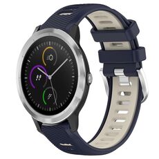 Per Garmin Vivoactive3 20mm Cinturino sportivo in silicone con fibbia in acciaio bicolore da 20 mm (blu notte + luce stellare)