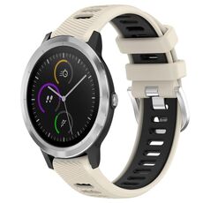 Per Garmin Vivoactive3 20mm cinturino sportivo in silicone con fibbia in acciaio bicolore (Starlight + nero)