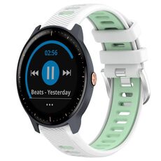 Per Garmin Vivoactive3 Music 20mm Cinturino sportivo in silicone con fibbia in acciaio bicolore (bianco + verde acqua)