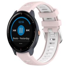 Per Garmin Vivoactive3 Music 20mm Cinturino sportivo in silicone con fibbia in acciaio bicolore (rosa + bianco)
