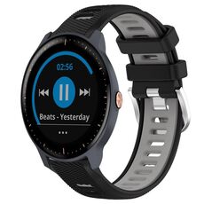 Per Garmin Vivoactive3 Music 20mm Cinturino sportivo in silicone con fibbia in acciaio bicolore (nero + grigio)