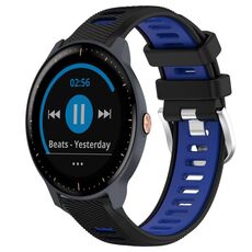 Per Garmin Vivoactive3 Music 20mm Cinturino sportivo in silicone con fibbia in acciaio bicolore (nero + blu)