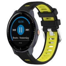 Per Garmin Vivoactive3 Music 20mm Cinturino sportivo in silicone con fibbia in acciaio bicolore (nero + verde lime)