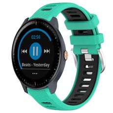 Per Garmin Vivoactive3 Music 20mm Cinturino sportivo in silicone con fibbia in acciaio bicolore (lago blu + nero)
