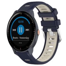 Per Garmin Vivoactive3 Music Cinturino sportivo in silicone con fibbia in acciaio bicolore da 20 mm (blu notte + luce stellare)