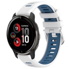 Per Garmin Venu 2 Plus 20mm Cinturino sportivo in silicone con fibbia in acciaio bicolore (bianco + blu)