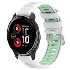 Per Garmin Venu 2 Plus 20mm Cinturino sportivo in silicone con fibbia in acciaio bicolore (bianco + verde acqua)
