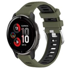 Per Garmin Venu 2 Plus 20mm Cinturino sportivo in silicone con fibbia in acciaio bicolore (verde militare + nero)